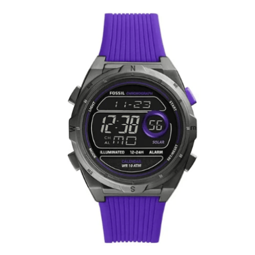 Fossil Everett Solar Powered Digital Purple Resin Watch