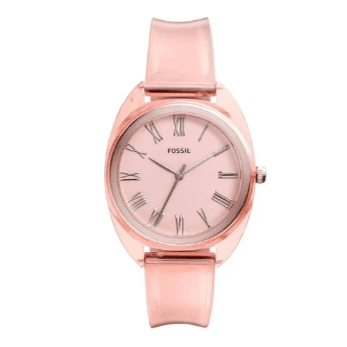 Fossil Jude Three Hand Peach Pink Silicone Watch