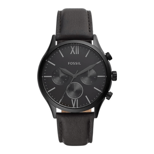 Fossil Fenmore Multifunction Black Leather Watch