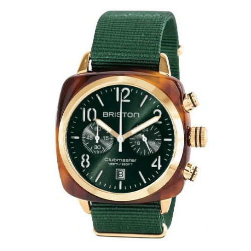 briston clubmaster classic chrono goldbritish green 15140 pya t 10 nbg