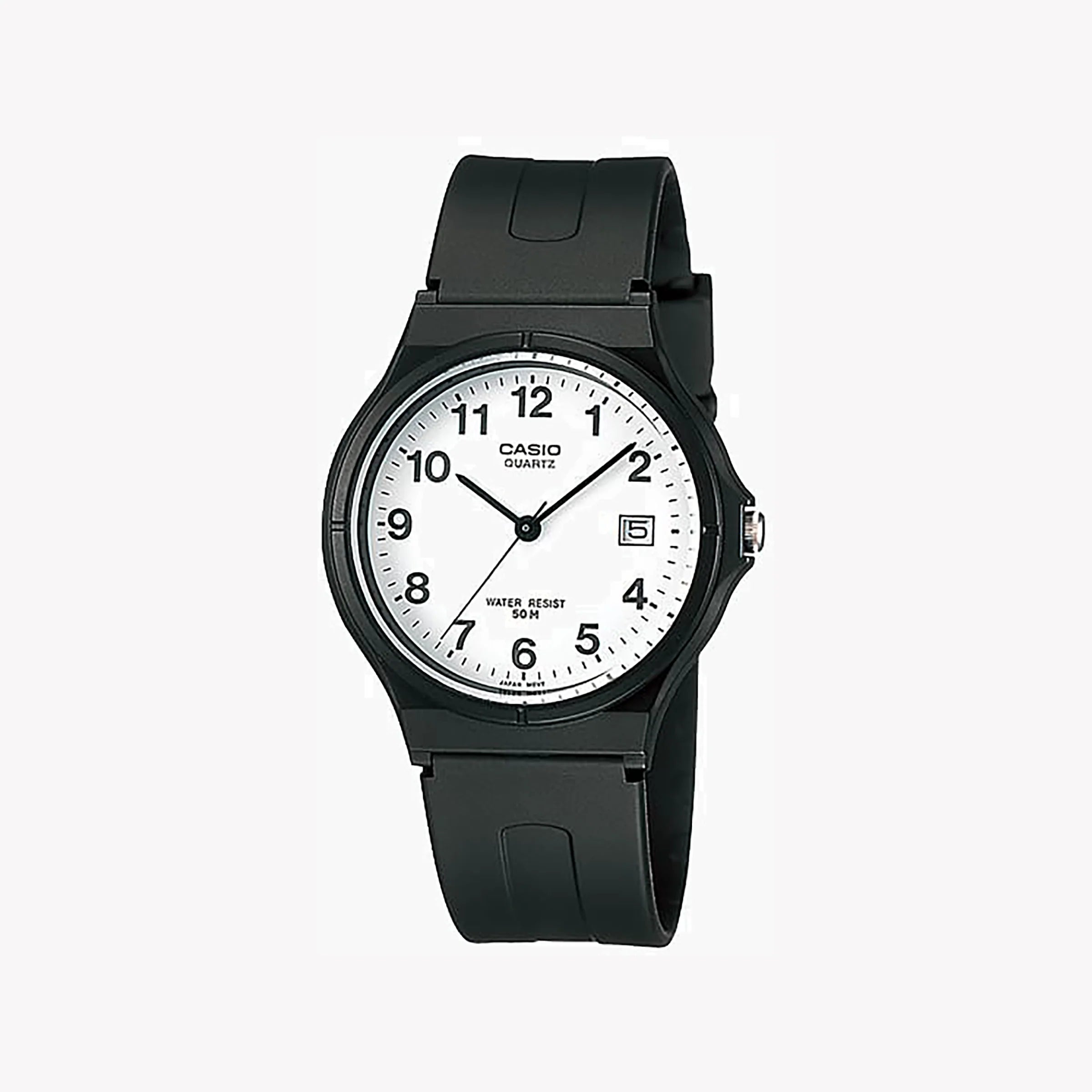 Casio Analoge Quarzuhr mit Resin Gehäuse und Resinarmband, weißes Zifferblatt