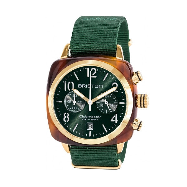 Briston Clubmaster Classic Chrono – Gold/British Green