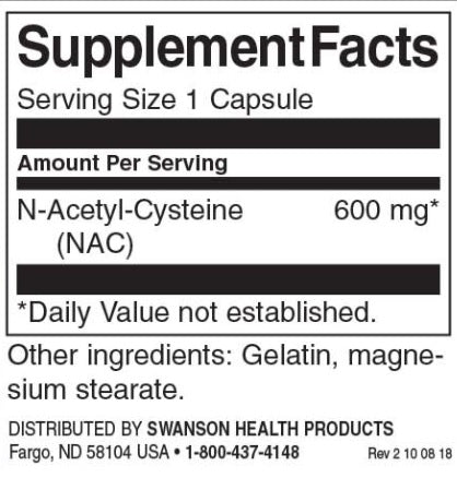 swanson nacetyl cysteine nac 100 kapseln