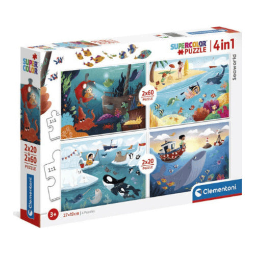 2 x 20 2 x 60 teile puzzle supercolor seaworld