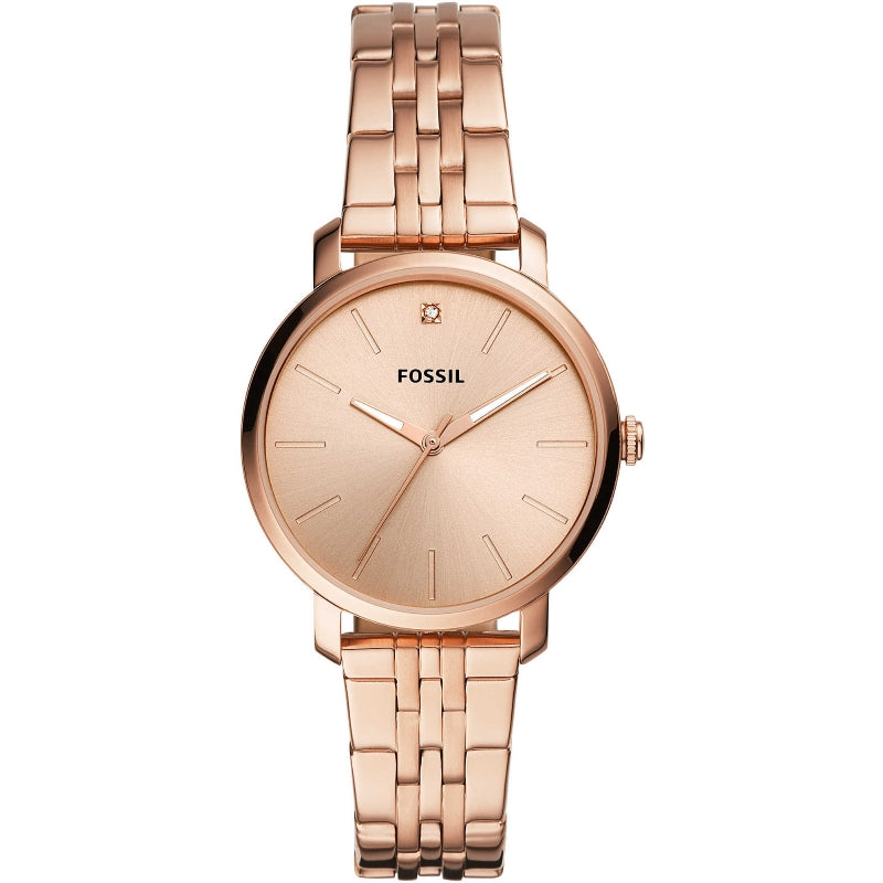 Fossil Lexie Luther Three Hand Rose Gold Tone Stainless Steel Watch