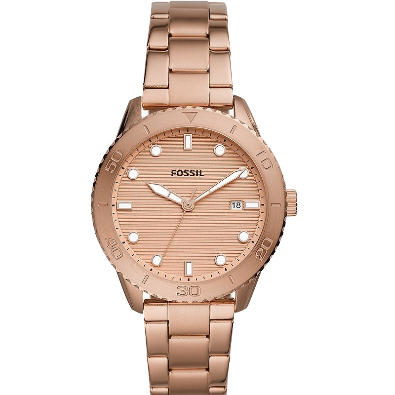 Fossil Dayle Three Hand Date Rose Gold Tone Stainless Steel Watch
