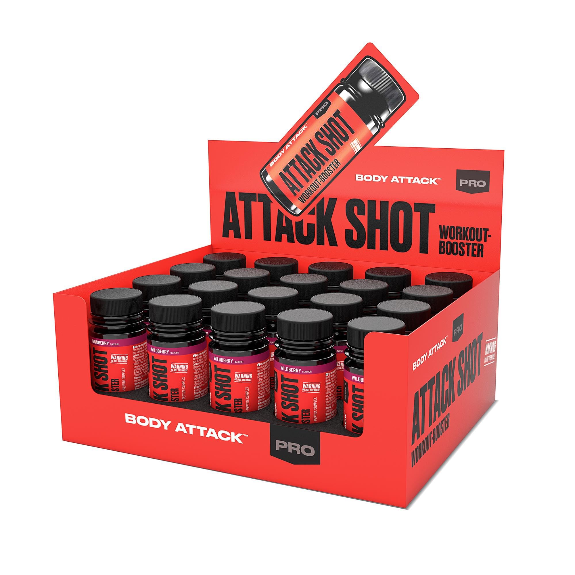 Body Attack Attack Shot 20 x 60ml Wildberry