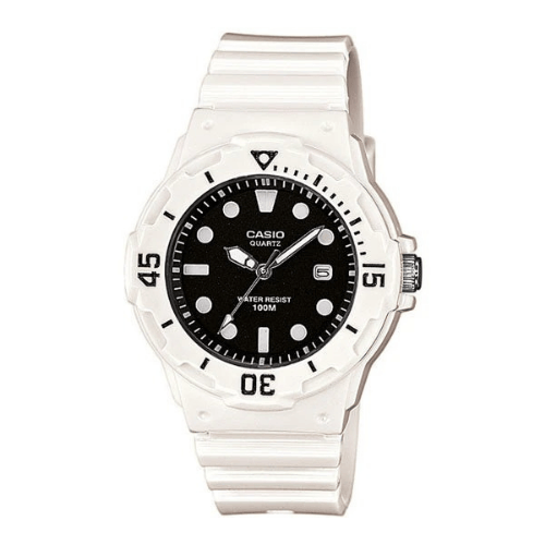 Damen Analoguhr_im_Taucherstil_mit_schwarzem_Resinarmband_Drehlnette_und_Datum