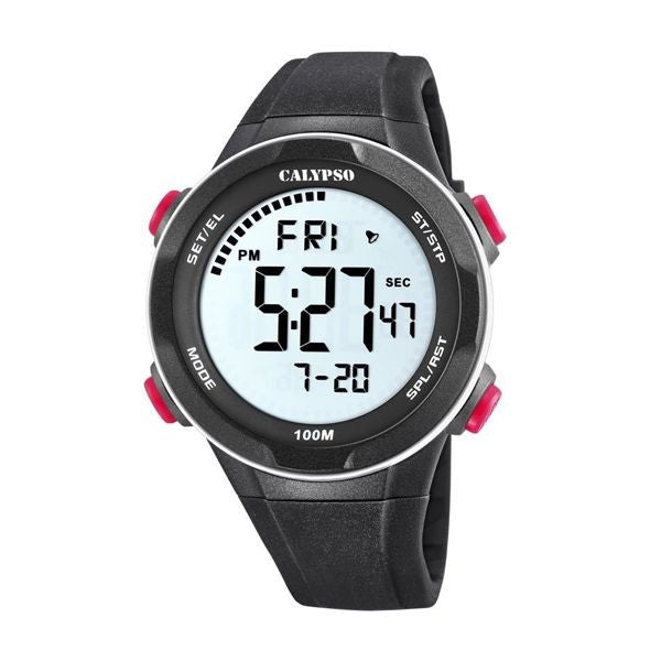 Calypso Digitale Herrenuhr mit großem Display, Stoppuhr, Timer und 10 bar Wasserdichtigkeit