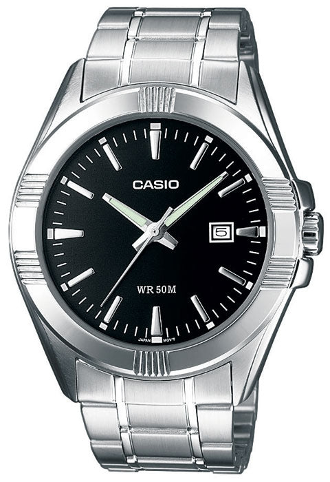 Casio Klassische Herrenuhr mit Datum (MTP 1308PD 1A, schwarz)