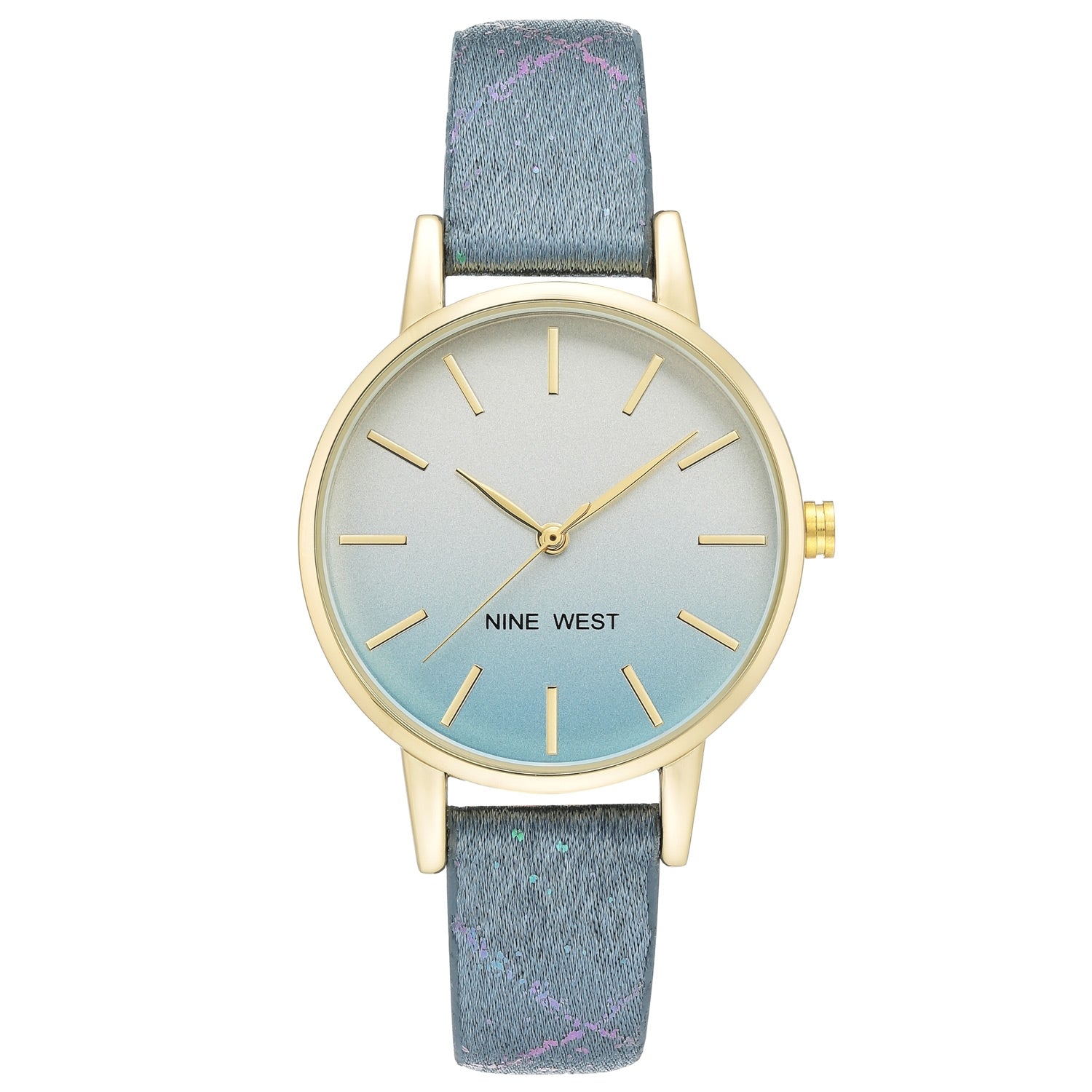 Nine West Damen Analog Quarzuhr mit roséfarbenem Metallgehäuse und Metallarmband, roségoldfarbenes Zifferblatt