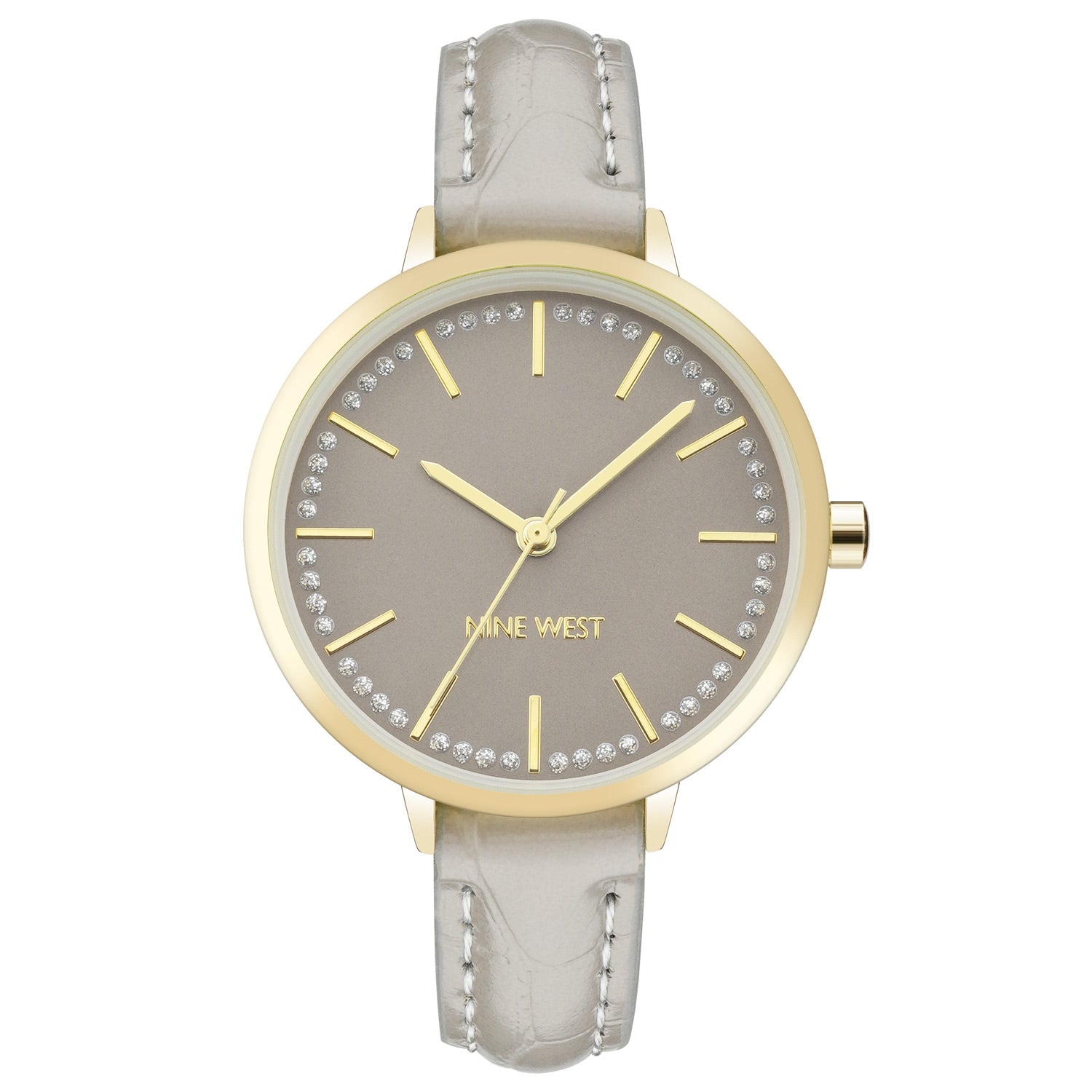 Nine West Damen Analog Quarzuhr mit Metallgehäuse und Metallarmband in Schwarz, schwarzes Zifferblatt