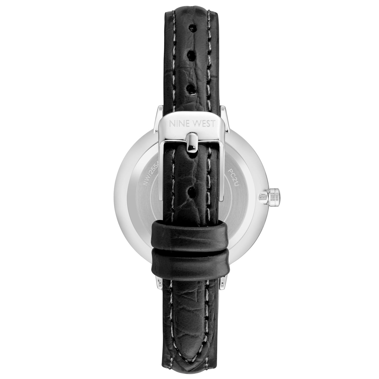 Nine West Damen Analog Quarzuhr mit Metallgehäuse und Metallarmband in Schwarz, schwarzes Zifferblatt