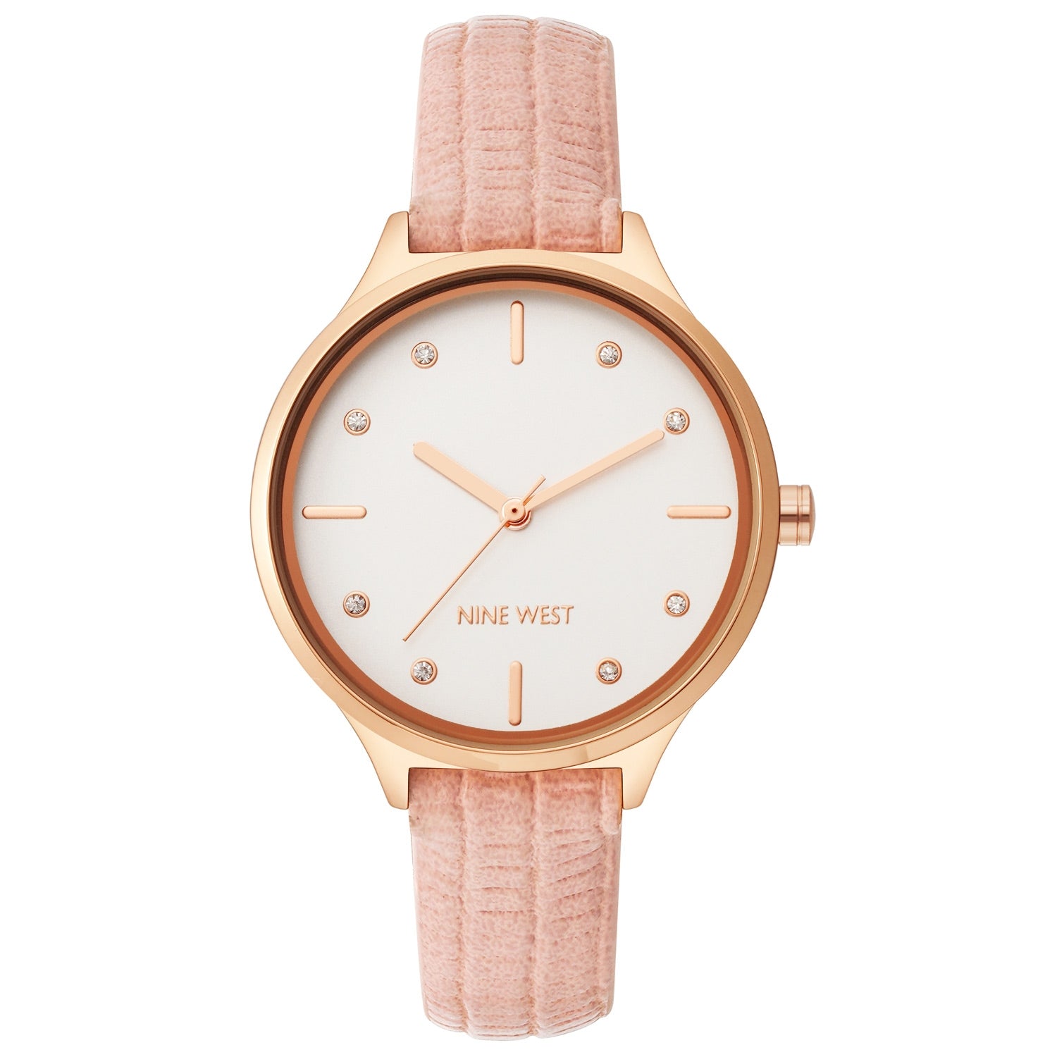 Nine West Damen Analog Quarzuhr mit silberfarbenem Metallgehäuse und Metallarmband, dunkelblaues Zifferblatt