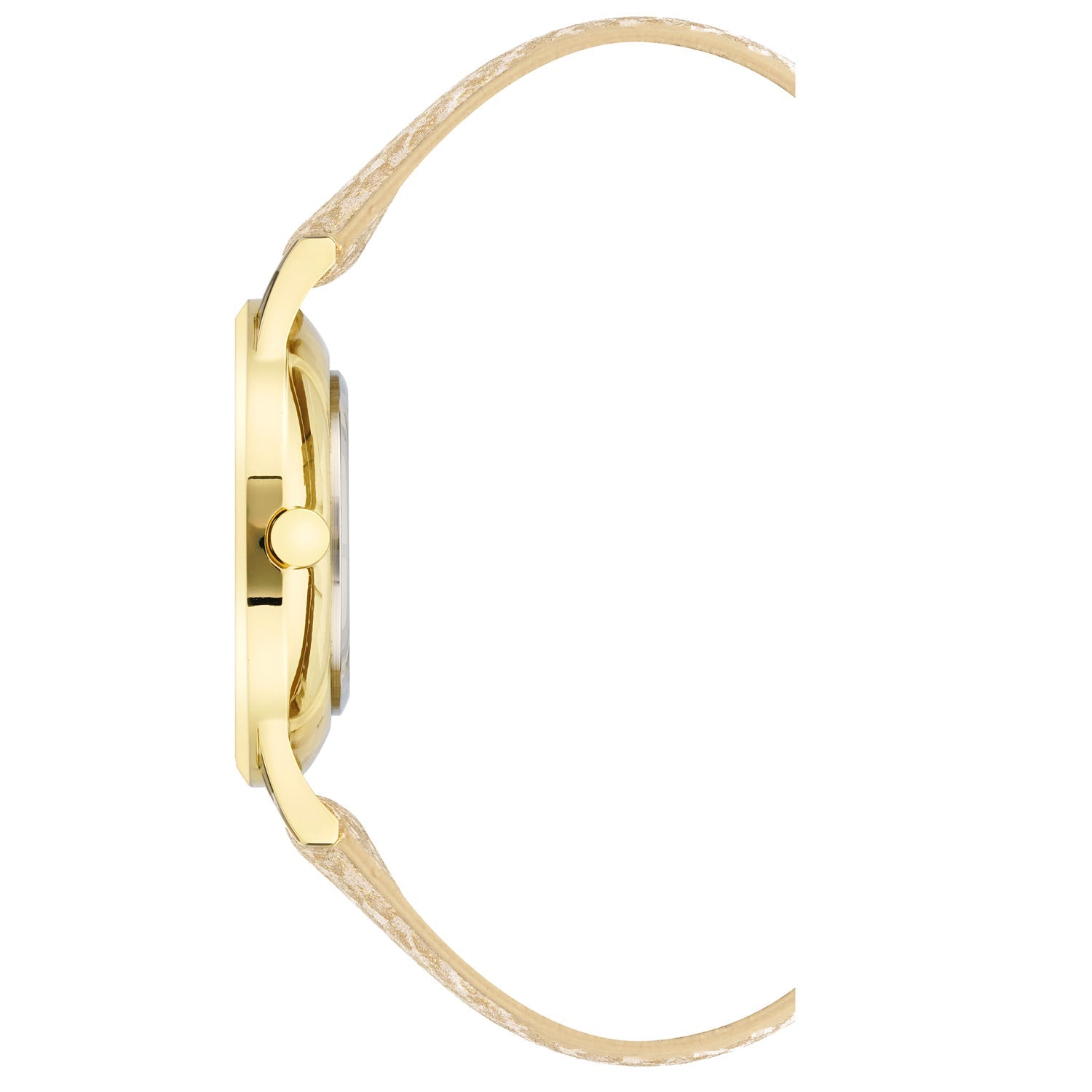 Nine West Damen Analog Quarzuhr mit champagnerfarbenem Metallgehäuse und Metallarmband, goldfarbenes Zifferblatt