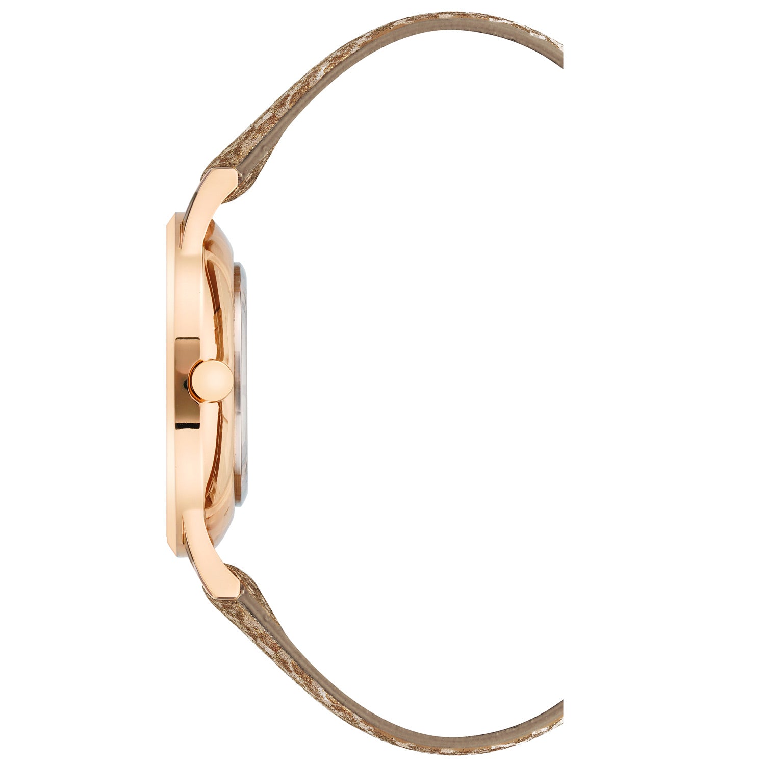 Damen-Analog-Quarzuhr mit roséfarbenem Metallgehäuse und Metallarmband, roségoldfarbenes Zifferblatt