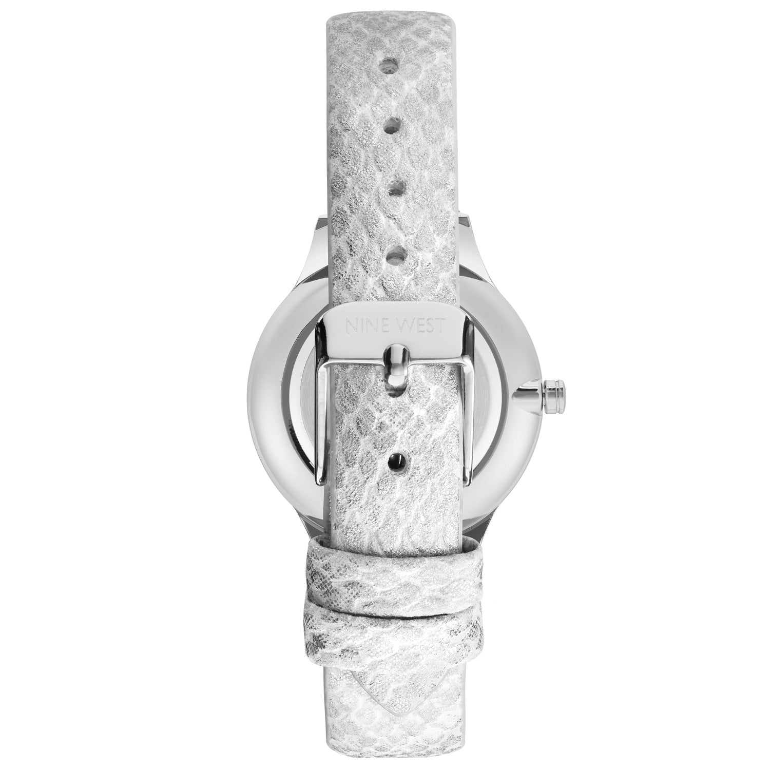 Nine West Damen Analog Quarzuhr mit silberfarbenem Metallgehäuse und Metallarmband, silberfarbenes Zifferblatt