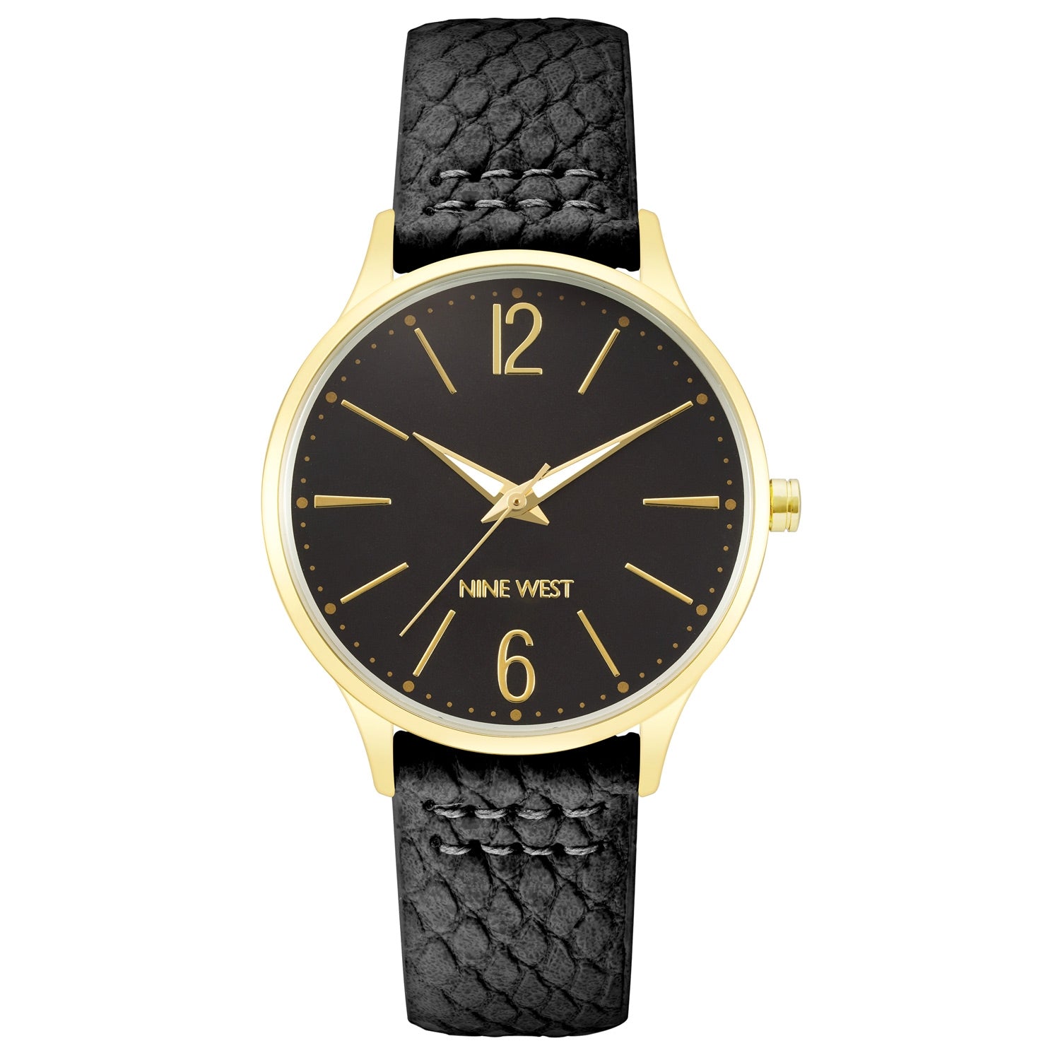 Nine West Damen Analog Quarzuhr mit champagnerfarbenem Metallgehäuse und Metallarmband, champagnerfarbenes Zifferblatt