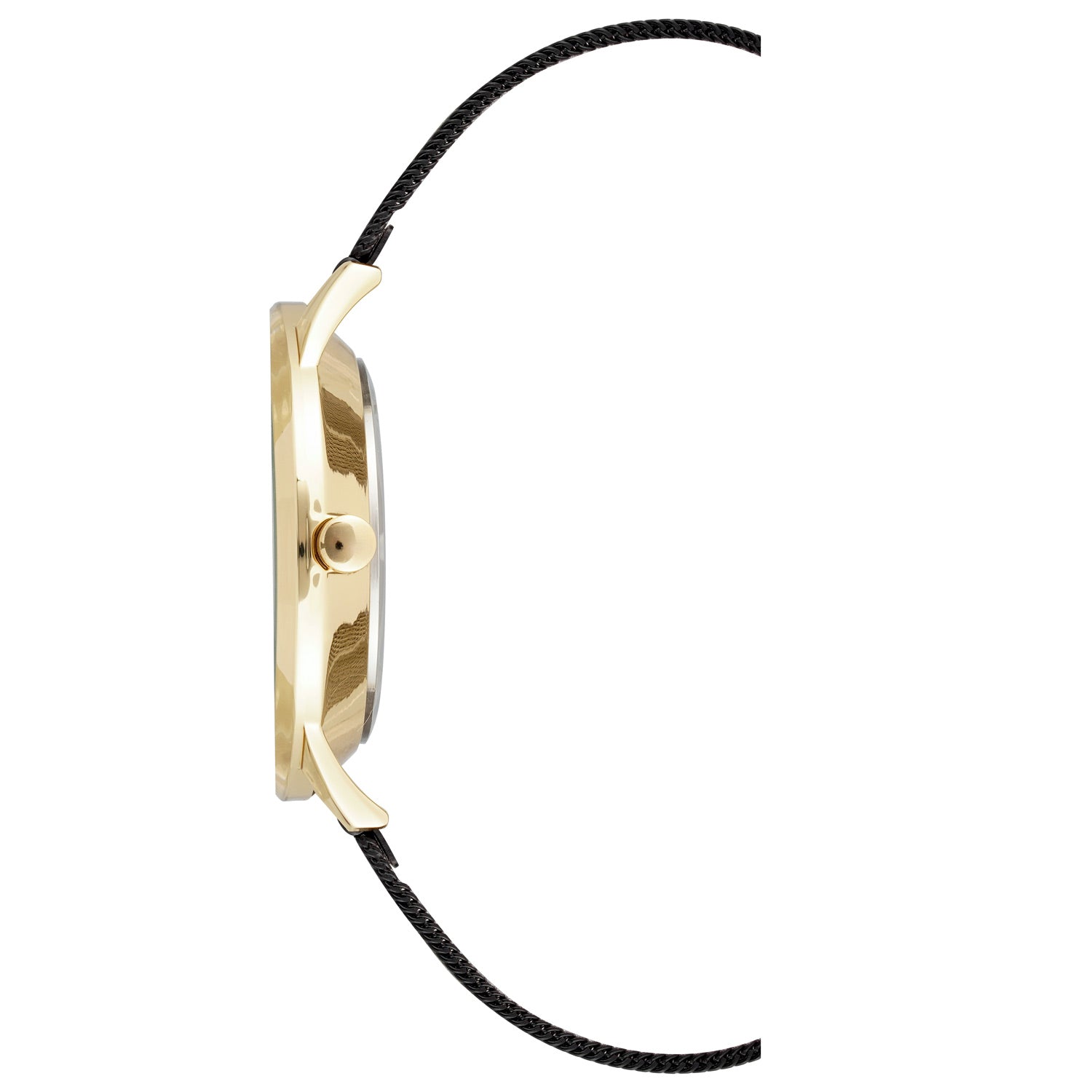 Montre à quartz analogique pour femme Nine West, boîtier en métal doré, bracelet en métal, cadran noir, NW2566GPBK