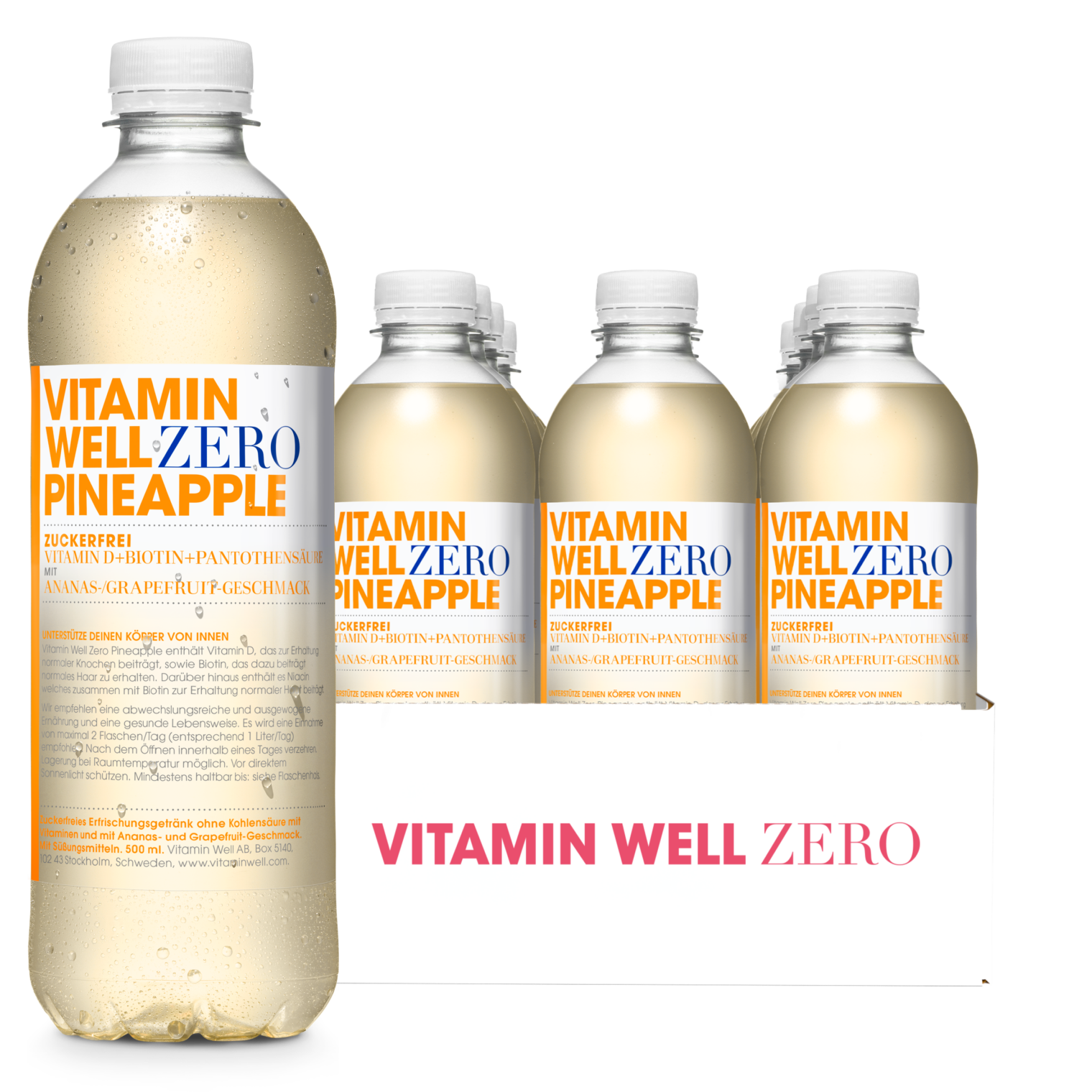 Vitamin Well Drink 12x500ml ZERO Pineapple