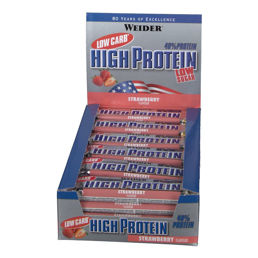 Weider Low Carb High Protein 40 Riegel 24x50g Erdbeere