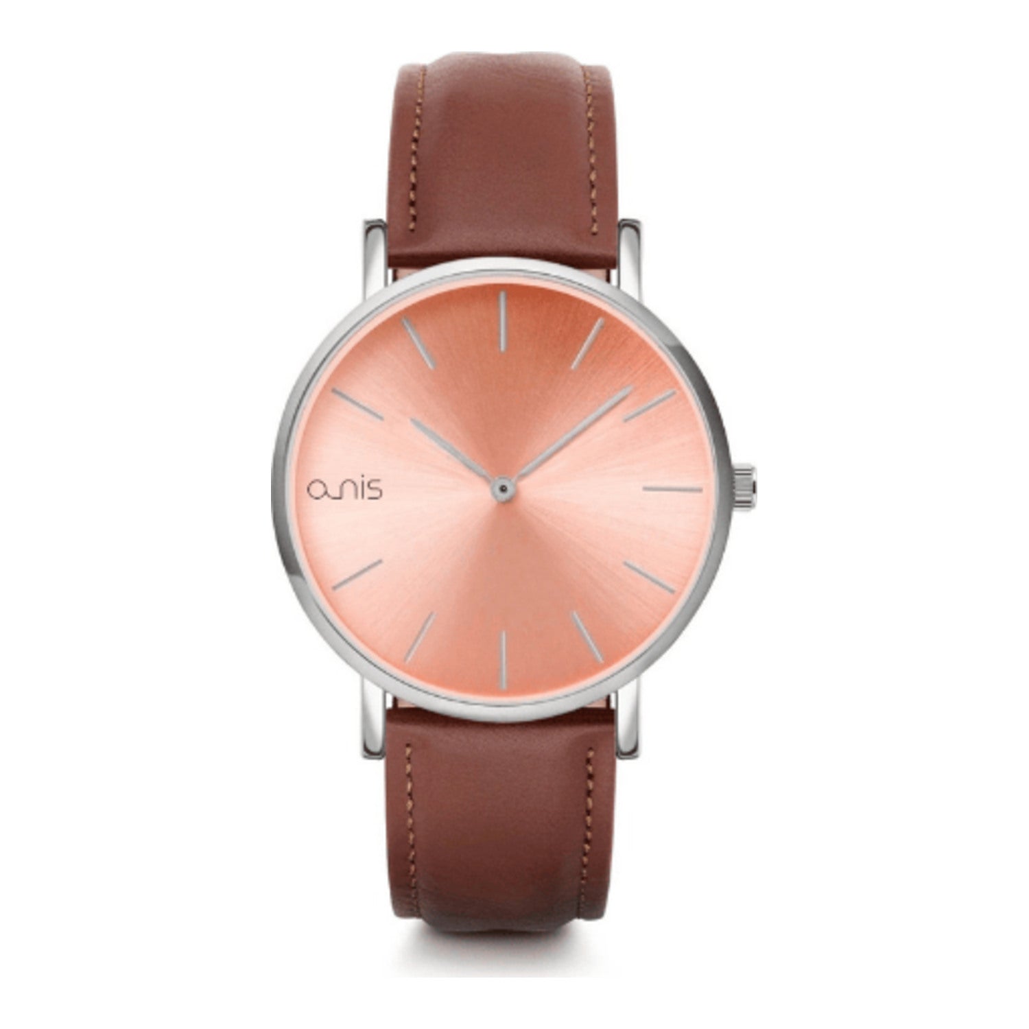 Montre analogique à quartz Nis, en métal avec verre minéral, au design classique.