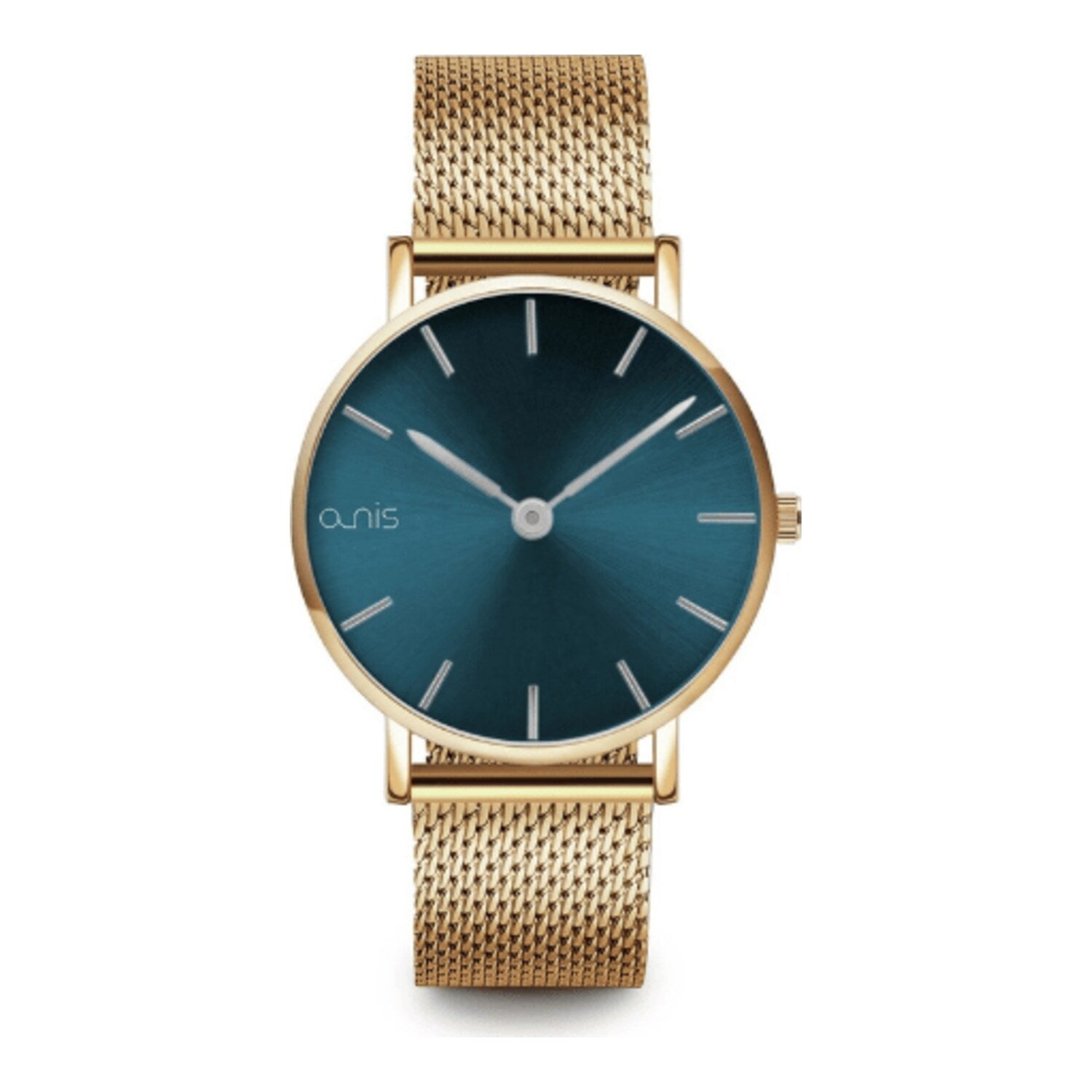 Montre analogique à quartz Nis, en métal avec verre minéral, au design classique.