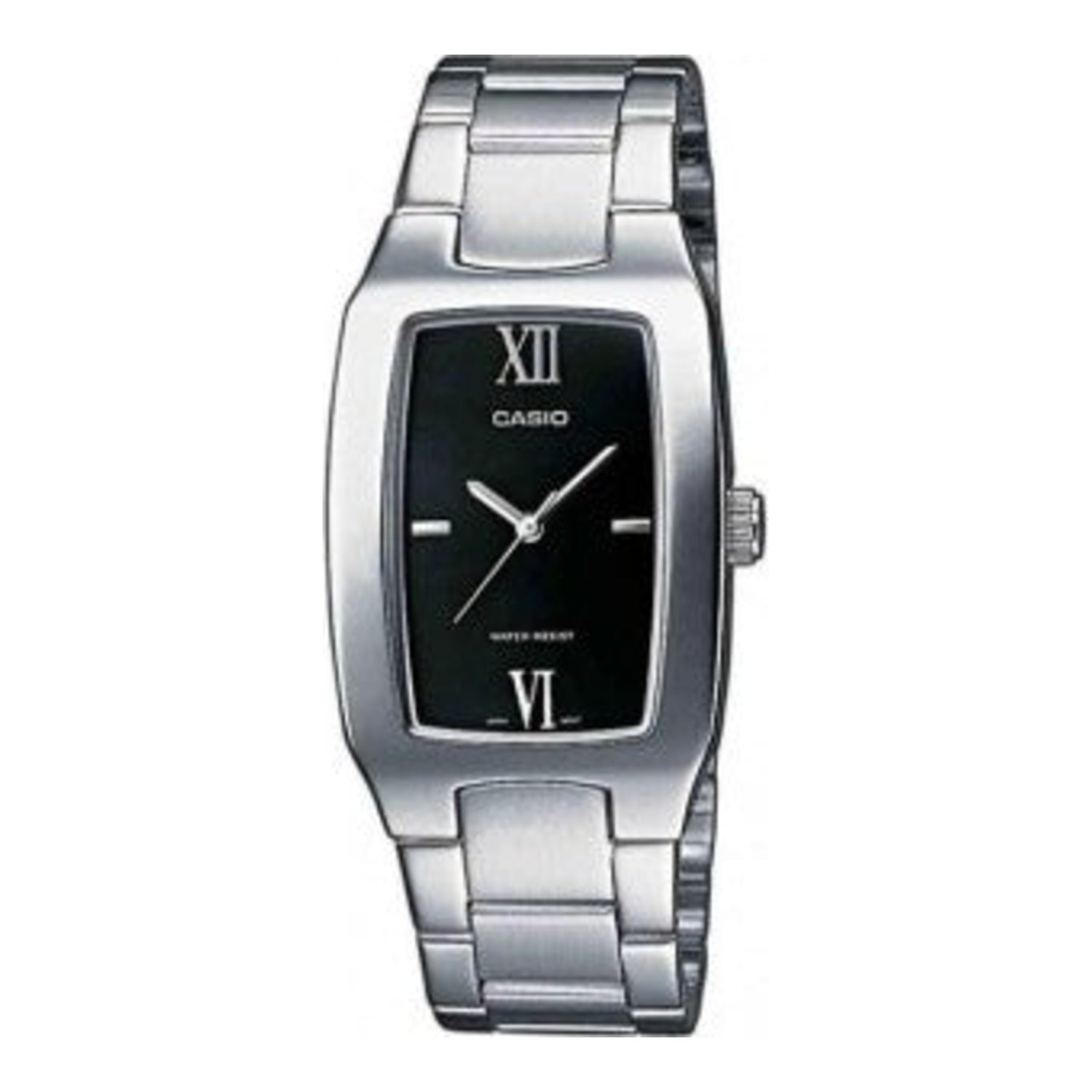 Montre Casio pour homme, analogique à quartz, boîtier et bracelet en acier inoxydable, cadran noir