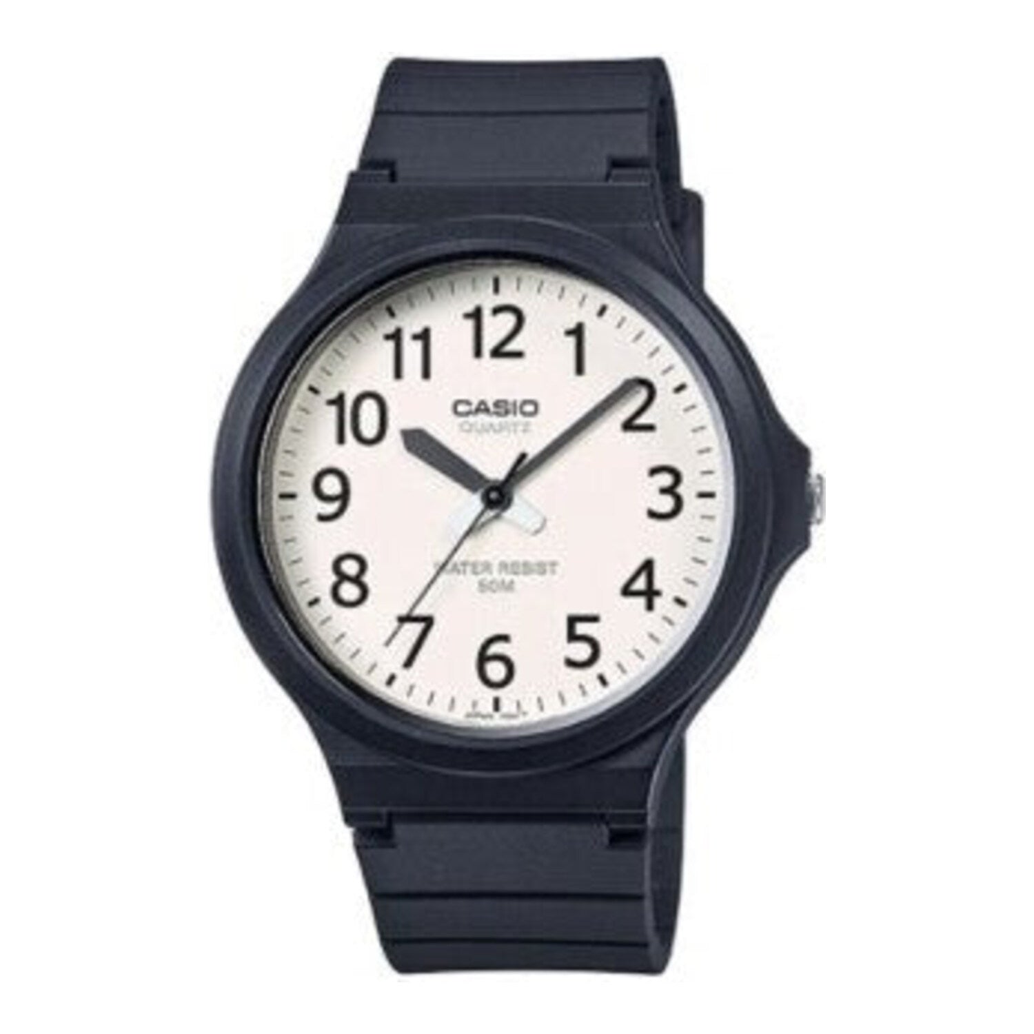 Montre Casio pour homme, analogique à quartz, boîtier et bracelet en résine, cadran blanc