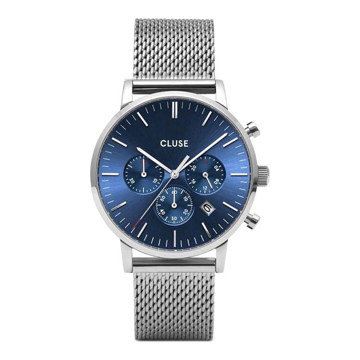 Cluse Aravis Chrono Mesh Bleu Foncé/Argent