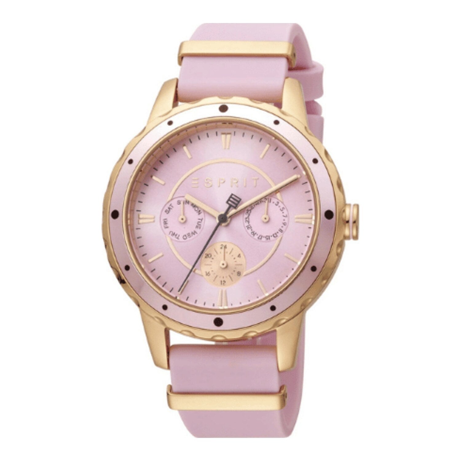 Montre multifonction pour femme en silicone or rose