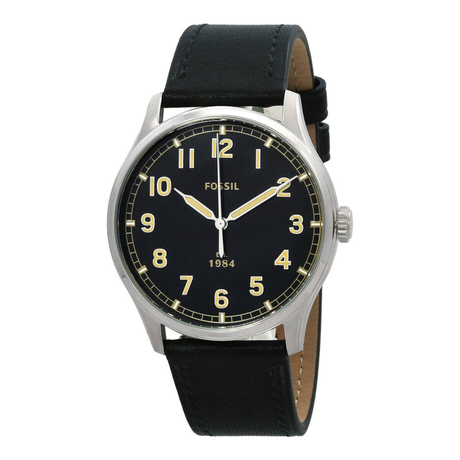 Montre Fossil Dayliner à trois aiguilles en cuir noir