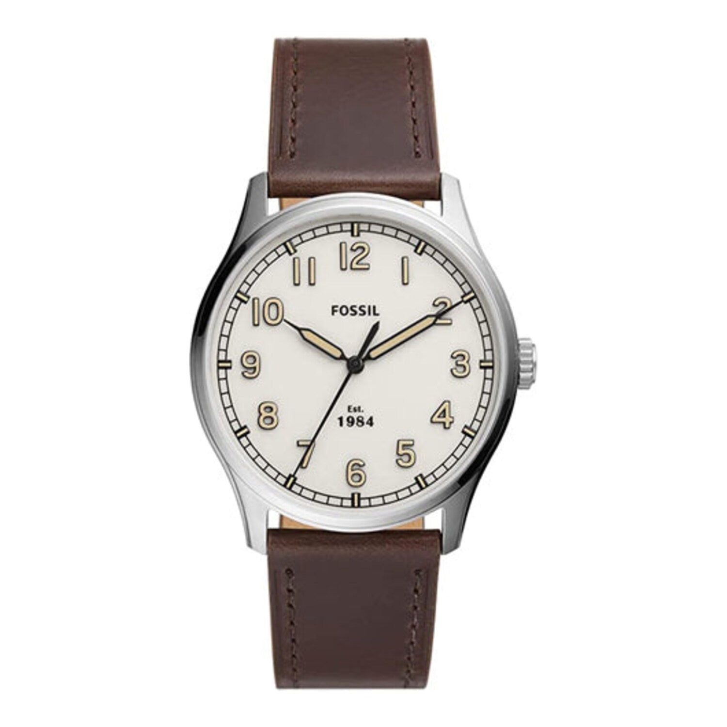 Montre Fossil Dayliner à trois aiguilles en cuir marron
