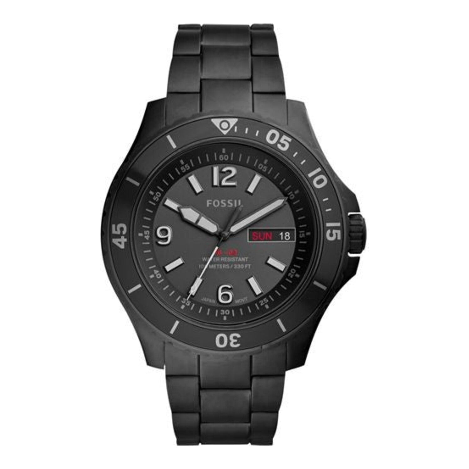 Montre Fossil FB 02 à trois aiguilles et date en acier inoxydable