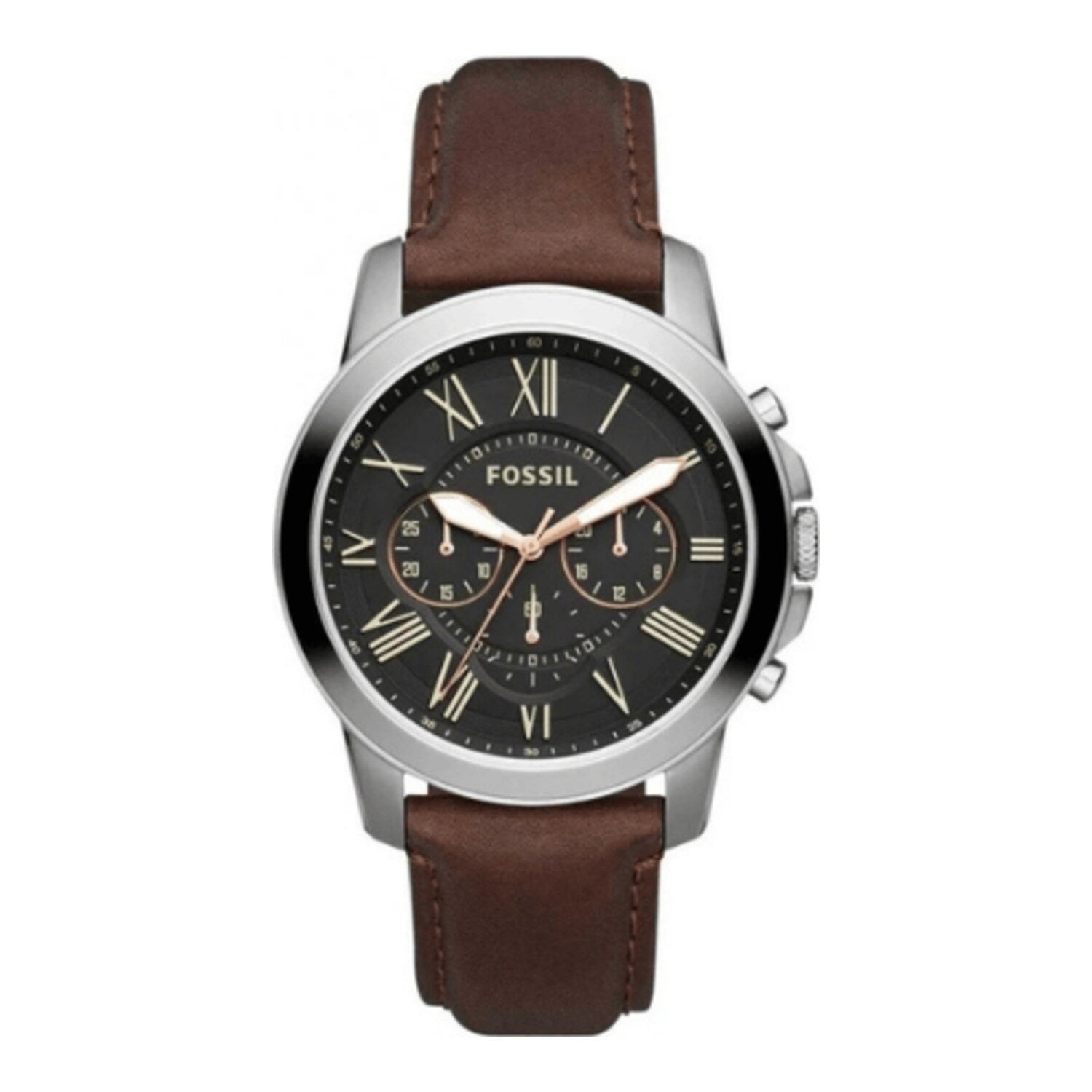 Fossil Grant Noir/Cuir Ø44 mm