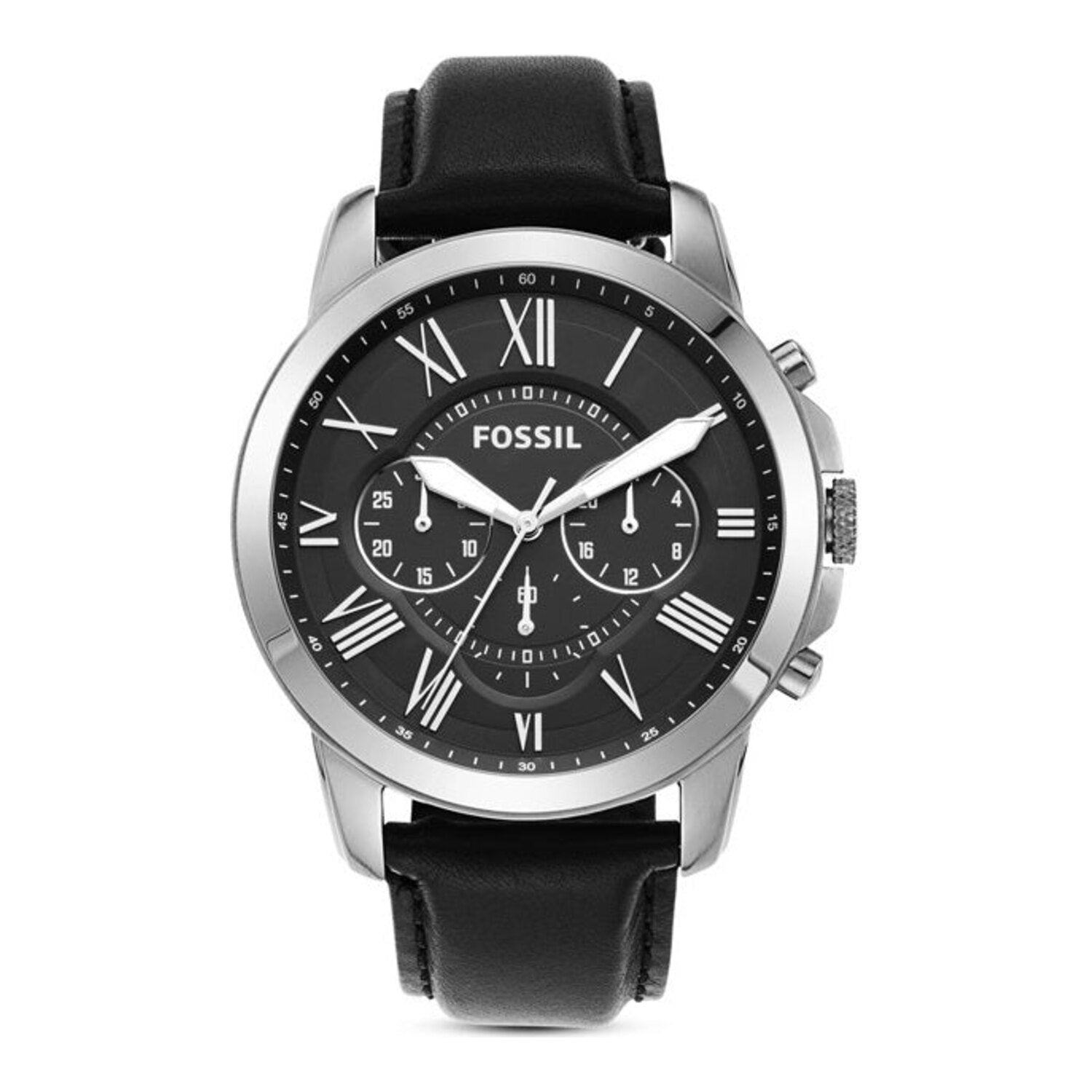 Montre chronographe Fossil Grant en cuir noir