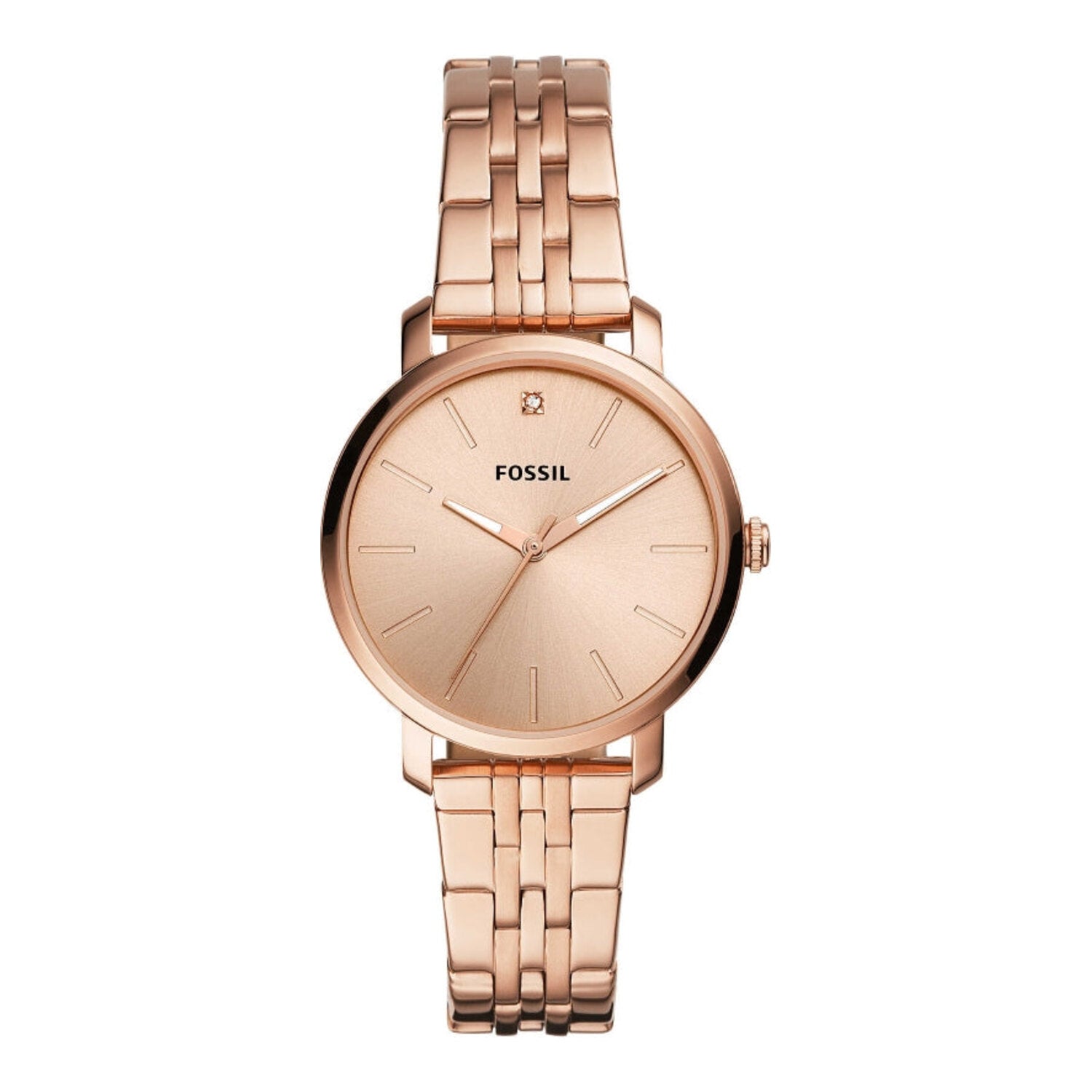 Montre Fossil Lexie Luther à trois aiguilles en acier inoxydable doré rose