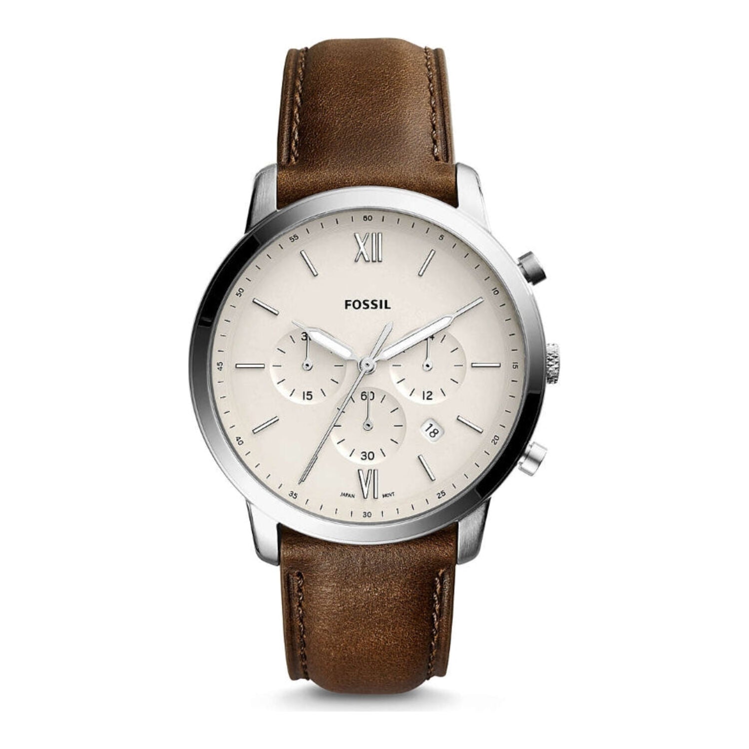 Chronographe Fossil Neutra, bracelet en cuir marron