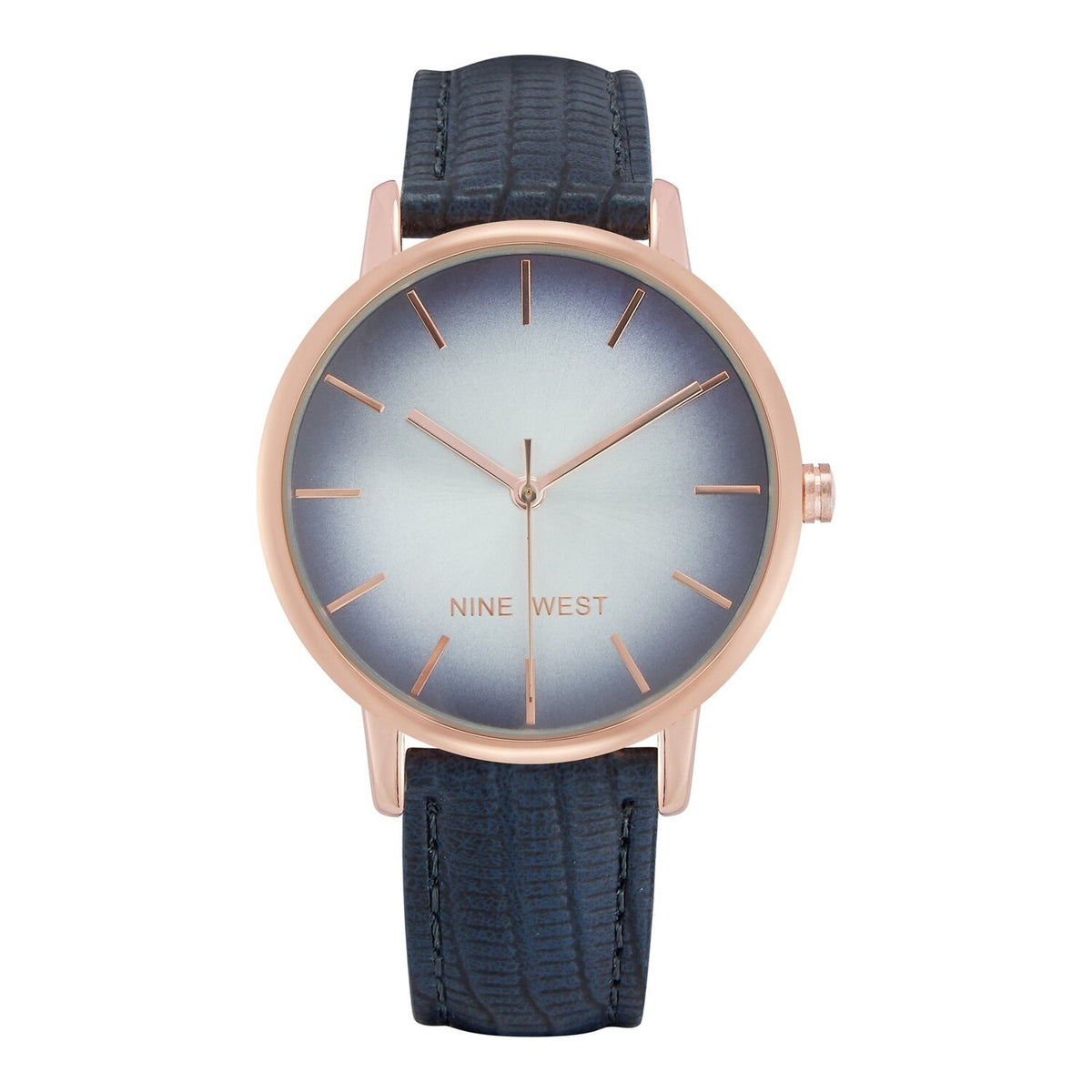 Nine West Damen Analog Quarzuhr mit goldfarbenem Metallgehäuse und Metallarmband, braunes Zifferblatt