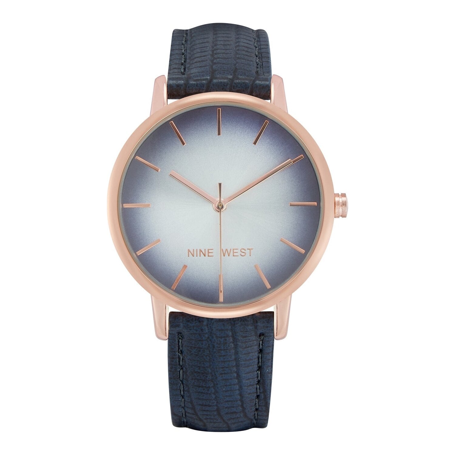 Nine West Damen Analog Quarzuhr mit goldfarbenem Metallgehäuse und Metallarmband, braunes Zifferblatt