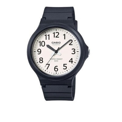 Casio Herren Analog Quarzuhr mit Resin Gehäuse und Resinarmband, weißes Zifferblatt