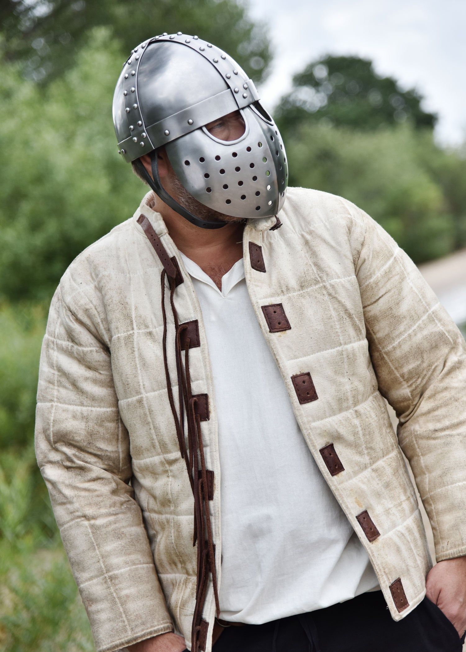 kreuzfahrer spangenhelm mit gesichtsplatte 2 mm stahl