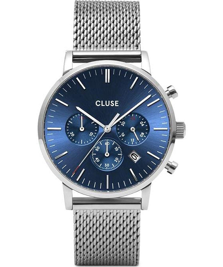 Cluse Aravis Chrono Mesh Dunkelblau/Silber