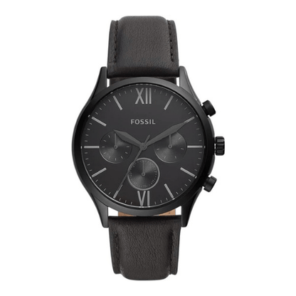 Fossil Fenmore Multifunction Black Leather Watch