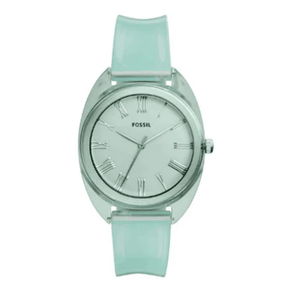 fossil jude three hand mint green silicone watch es4858