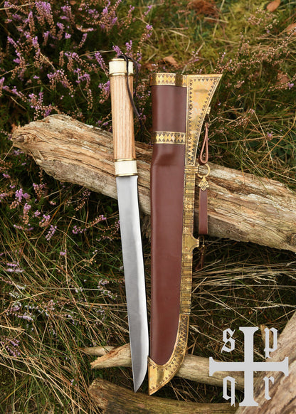 wikinger sax aus karbonstahl mit holz knochengriff