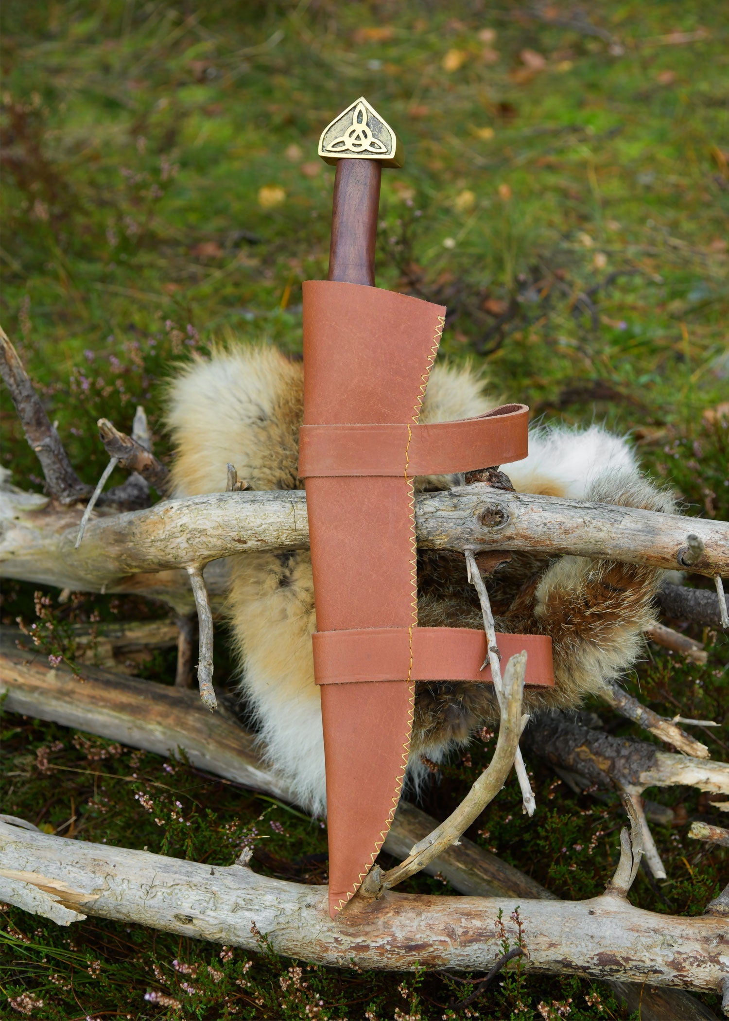 Wikinger-Sax mit Lederscheide &amp; Holzgriff