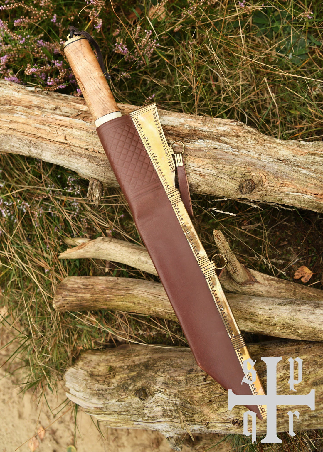 skramasax sax aus damaststahl mit holz knochengriff