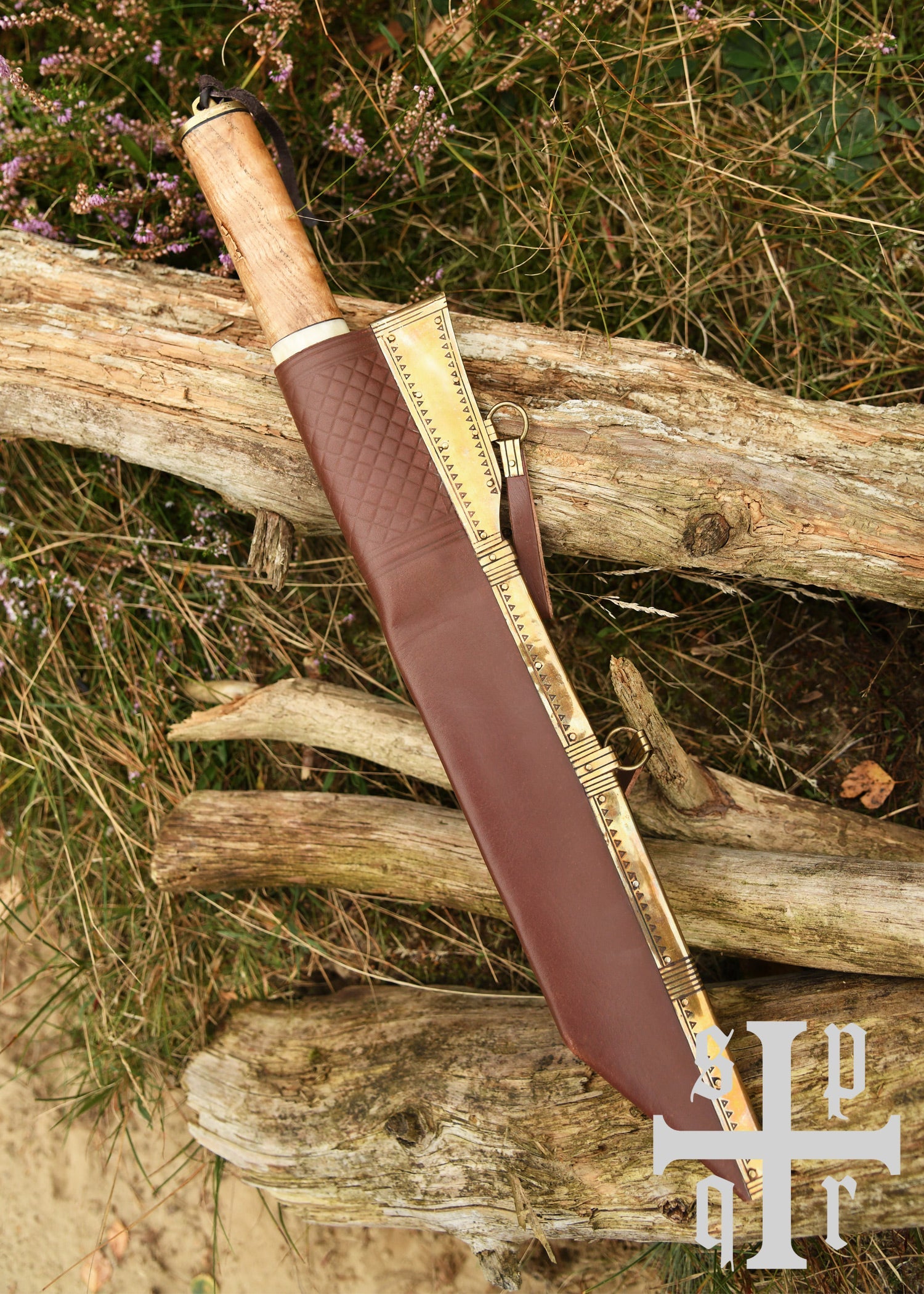 skramasax sax aus damaststahl mit holz knochengriff