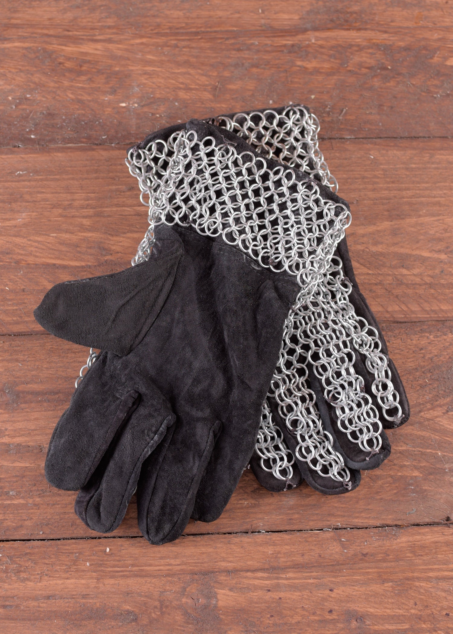 Kettenhandschuhe aus Leder &amp; Stahl, 9mm verzinkt